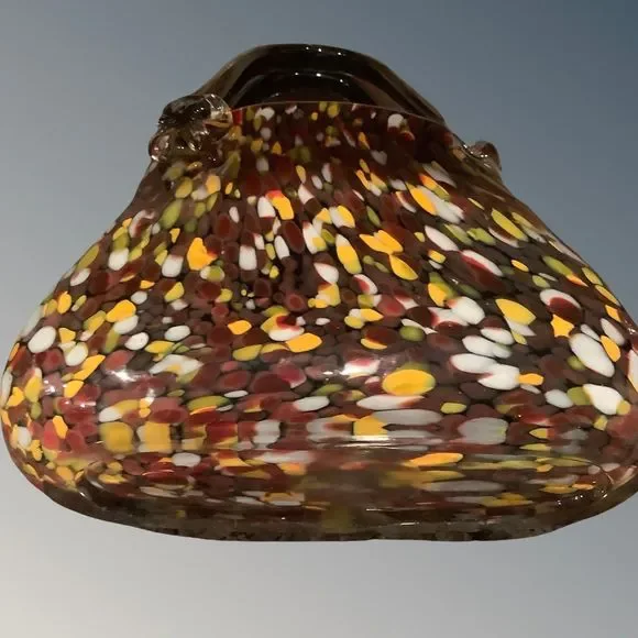 Art Nouveau Deco Glass Hand Bag Purse Vase Hand Blown Murano Style Large - Picture 5 of 5